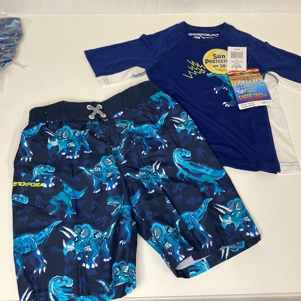 Kohl's Toddler Boy ZeroXposur Dinosaur Rashguard Top & Swim Trunks Set- 2 Pieces